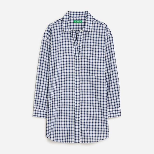 Cotton voile beach shirt in gingham Product Image