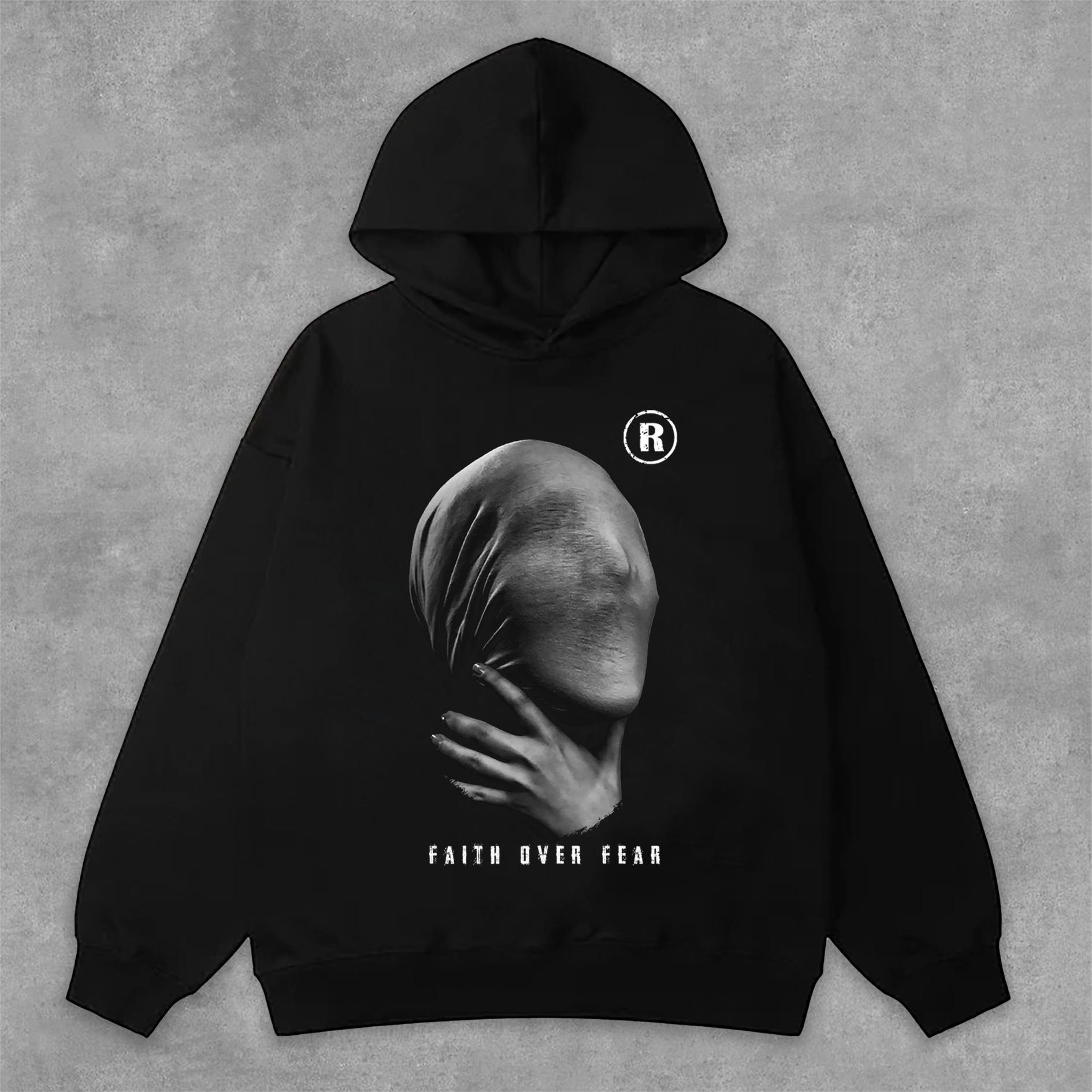 Mummy Graphic Faith Over Fear Print Side Pockets Hoodie Product Image