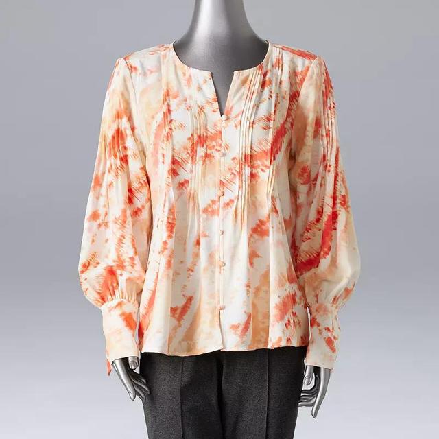 Womens Simply Vera Vera Wang Long Sleeve Pintuck Blouse Product Image