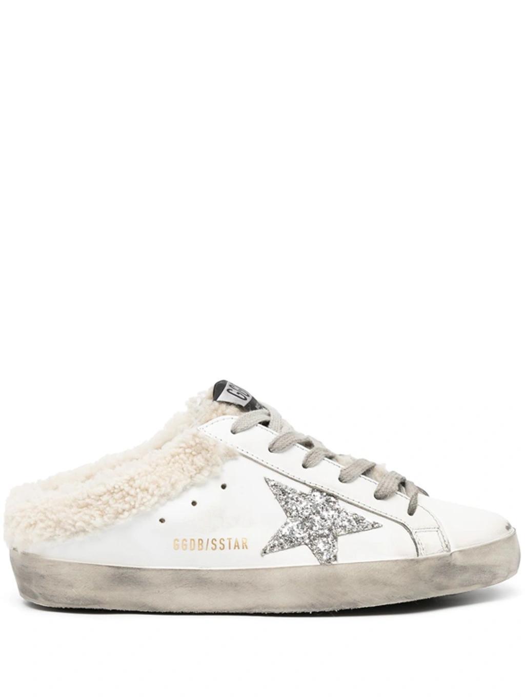 Superstar Shearling-lined Lace-up Trainers In White Product Image