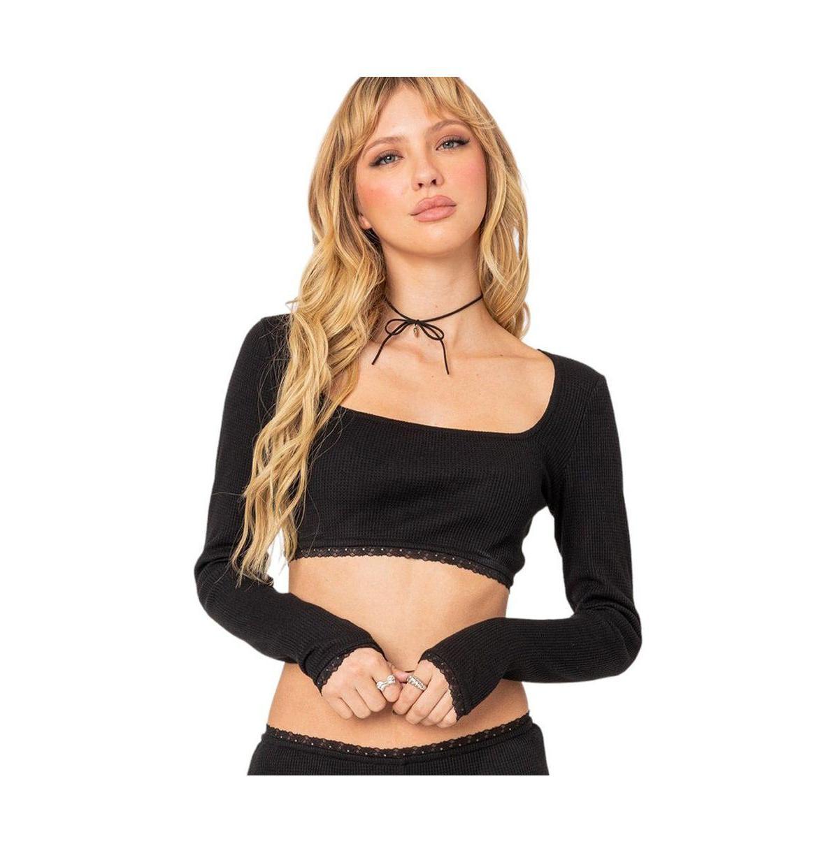 Womens Grwm waffle crop top product image