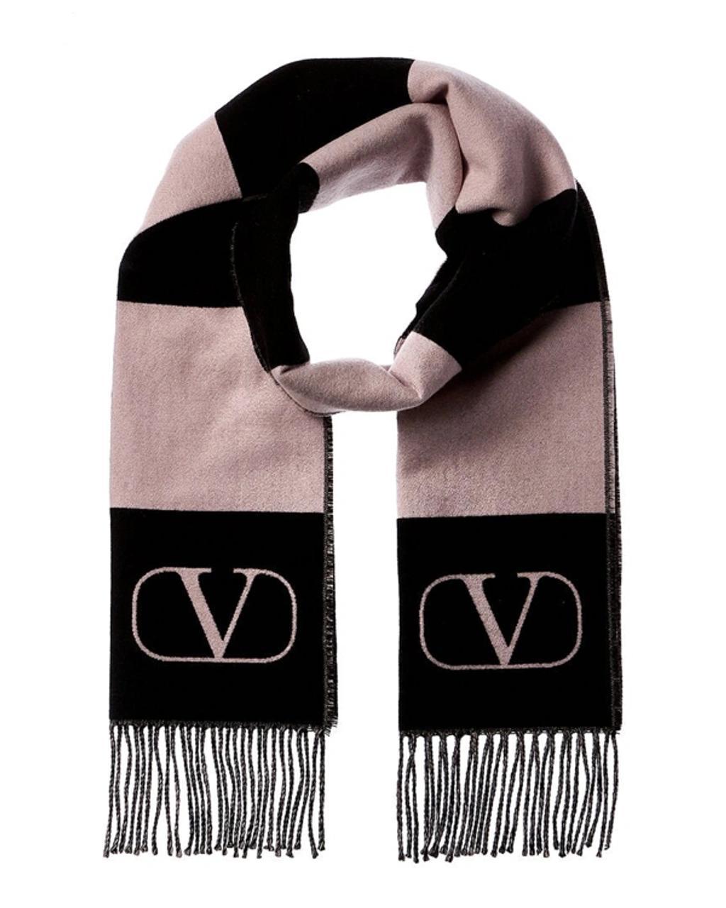 Logo-jacquard Wool-blend Scarf In Black product image