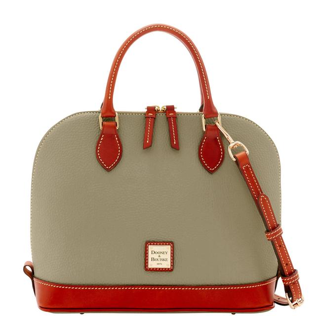 Dooney & Bourke Womens Pebble Grain Zip Zip Leather Satchel Bag in Smoke Product Image