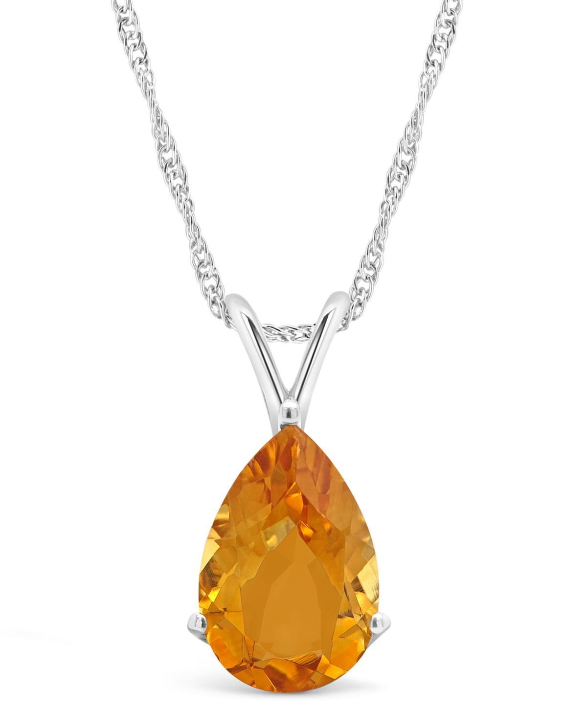 Alyson Layne 14k Gold Pear Cut Citrine Pendant Necklace, Womens 14k White Gold Product Image