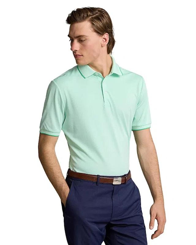 Moisture Wicking Stretch Jersey Tailored Fit Polo Shirt In Green Product Image