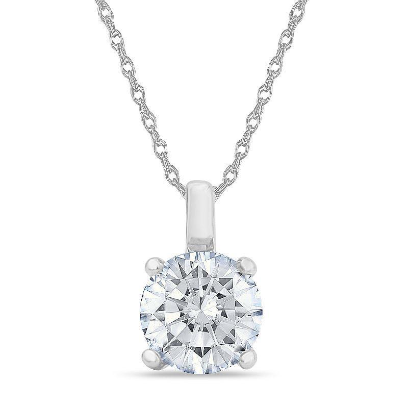 Diamond Medley 14k White Gold 1/4 Carat T.W. Lab-Grown Diamond Round Solitaire Pendant Necklace, Womens 14k Whgold Product Image