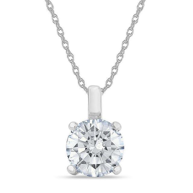 Diamond Medley 14k White Gold 1/4 Carat T.W. Lab-Grown Diamond Round Solitaire Pendant Necklace, Womens Product Image