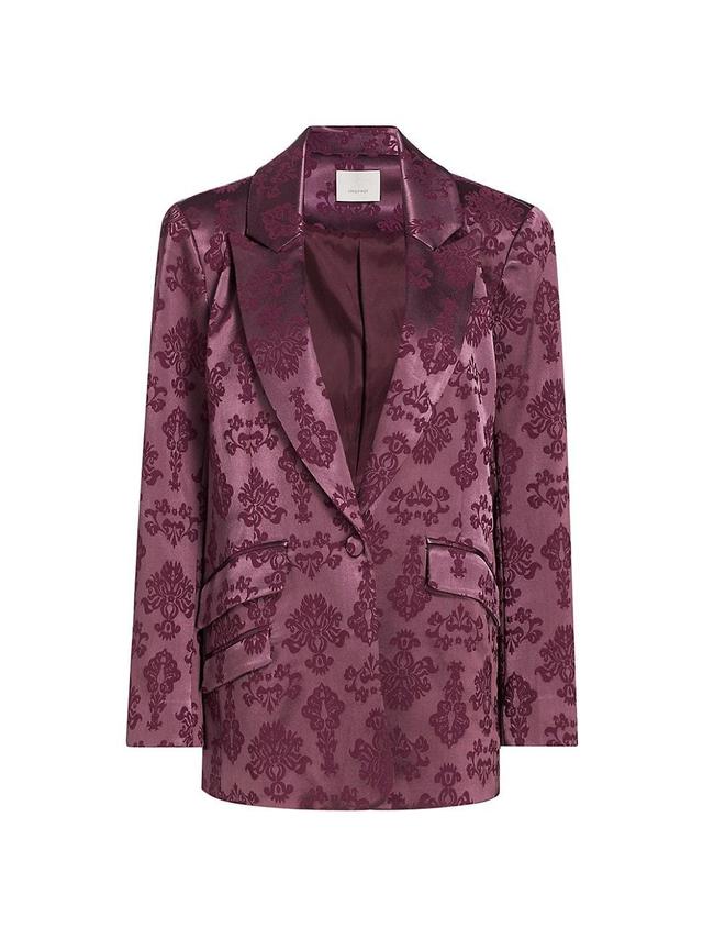 Womens Faye Floral Satin Jacquard Single-Button Blazer Product Image