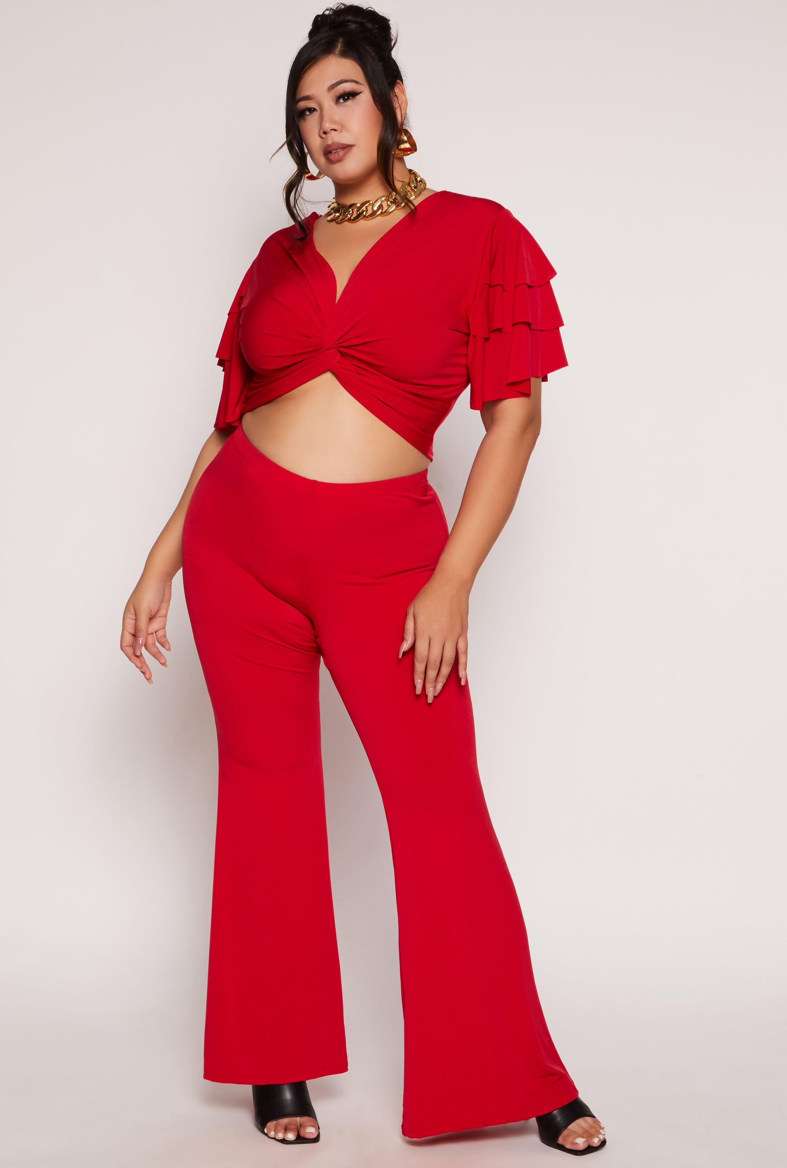 Womens Plus Size High Waist Flare Pants Product Image