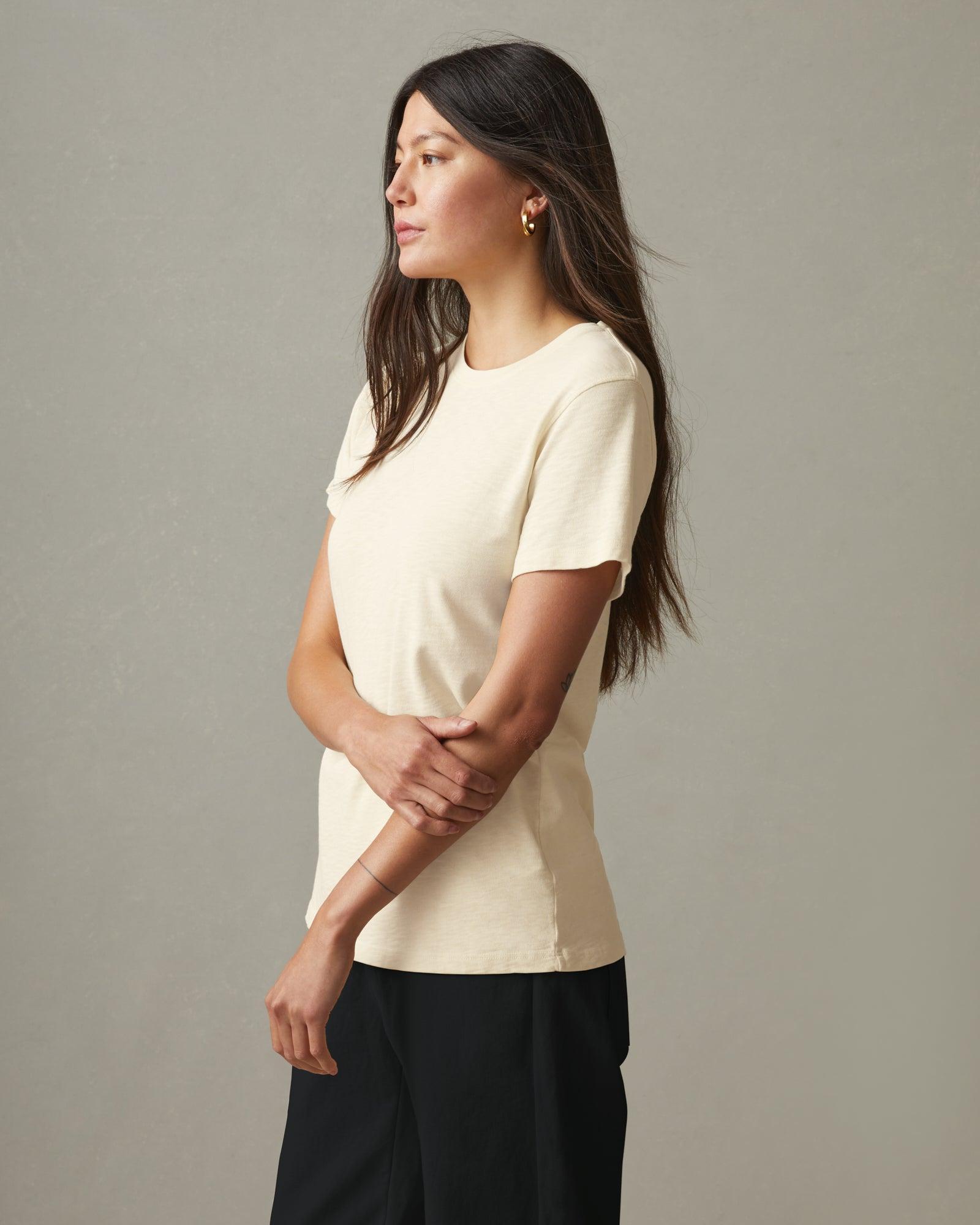 Premium Slub Crew Tee - Egg Shell Female Product Image