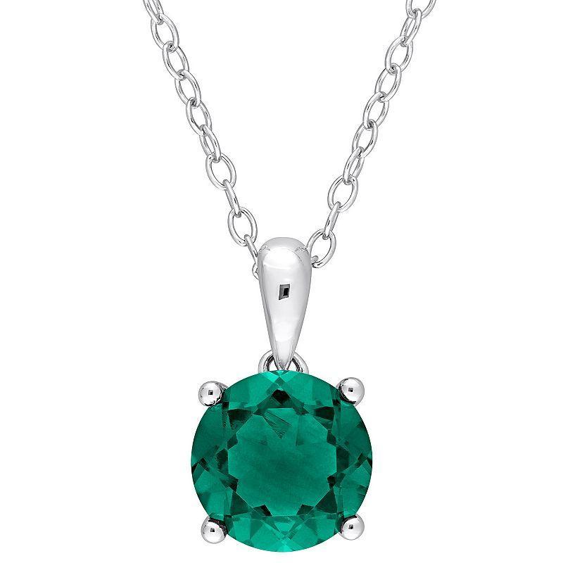 Stella Grace Sterling Silver & Gemstone Round Stud Pendant Necklace, Womens Green Product Image