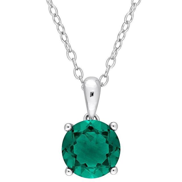 Stella Grace Sterling Silver & Gemstone Round Stud Pendant Necklace, Womens Created Green Product Image