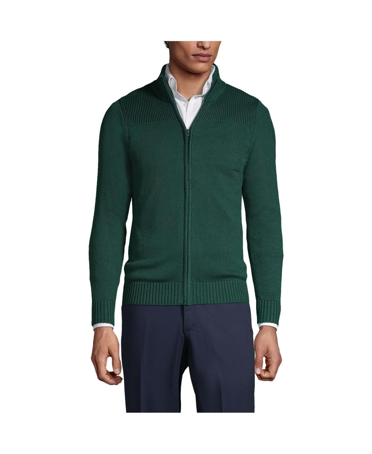 Lands End Mens School Uniform Cotton Modal Zip Front Cardigan Sweater Product Image