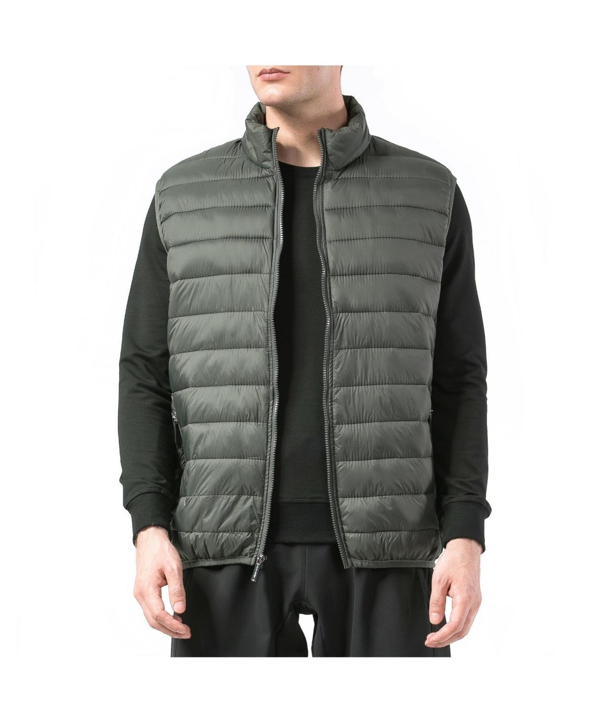 Alpine Swiss Mens Down Alternative Vest Jacket Lightweight Packable Puffer Vest - Black gray Product Image