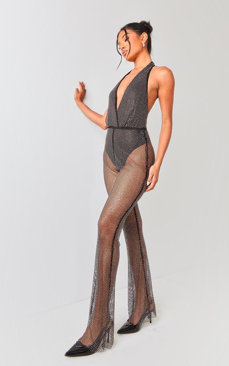 Black Diamante Halterneck Jumpsuit Product Image