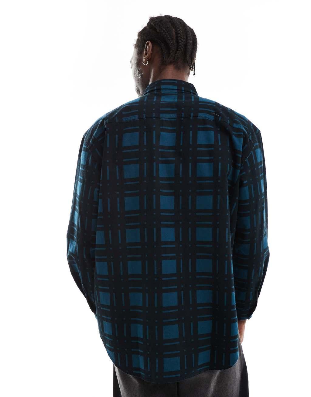 Levi's Skateboarding relaxed fit check print flannel shirt in black Product Image