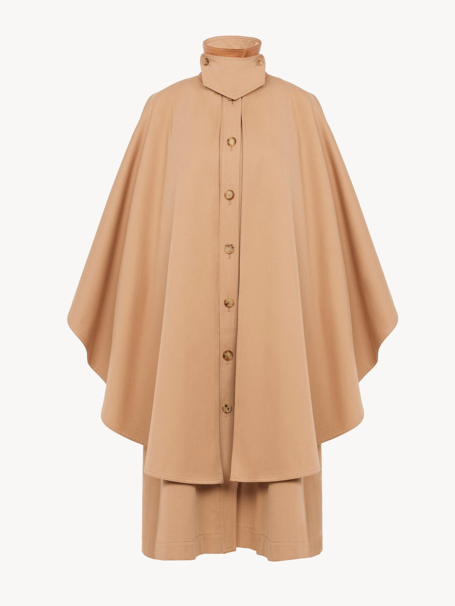 Knee-length cape in organic cotton gabardine Product Image