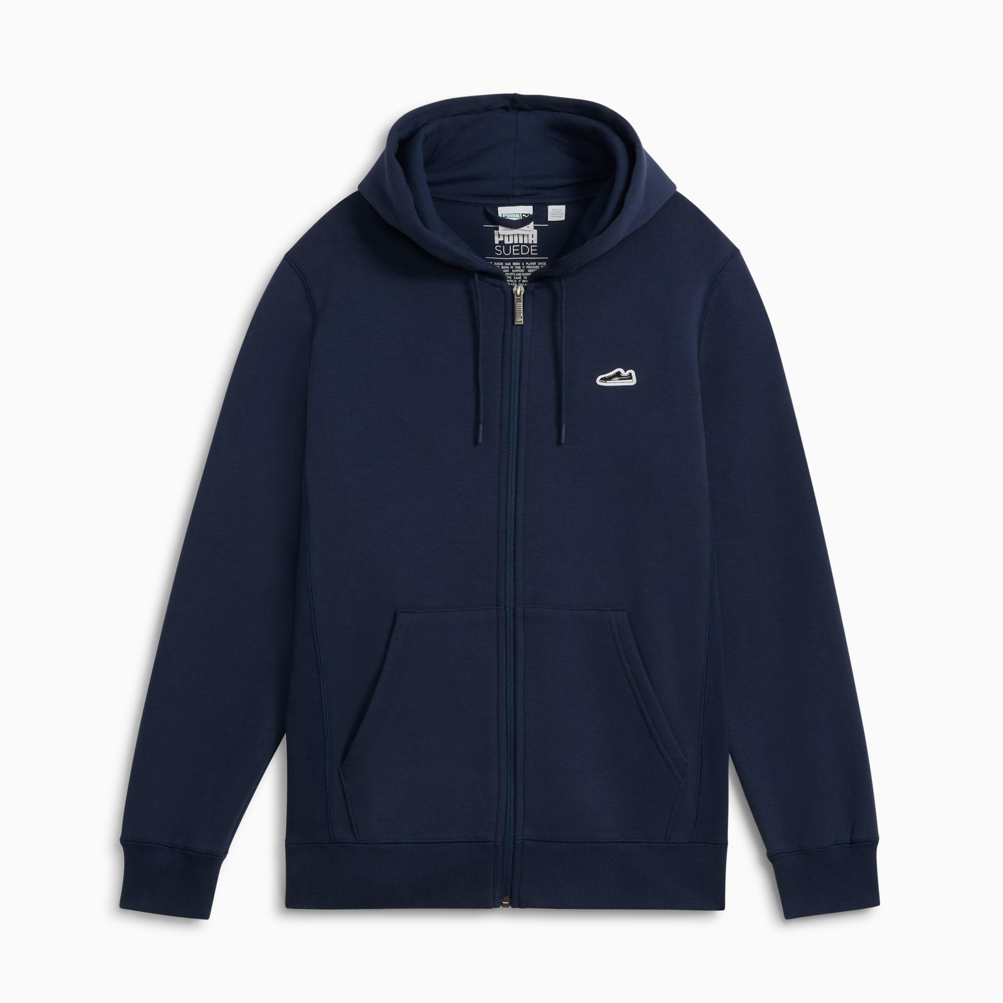 Suede Logo Men's Full-Zip Hoodie Product Image