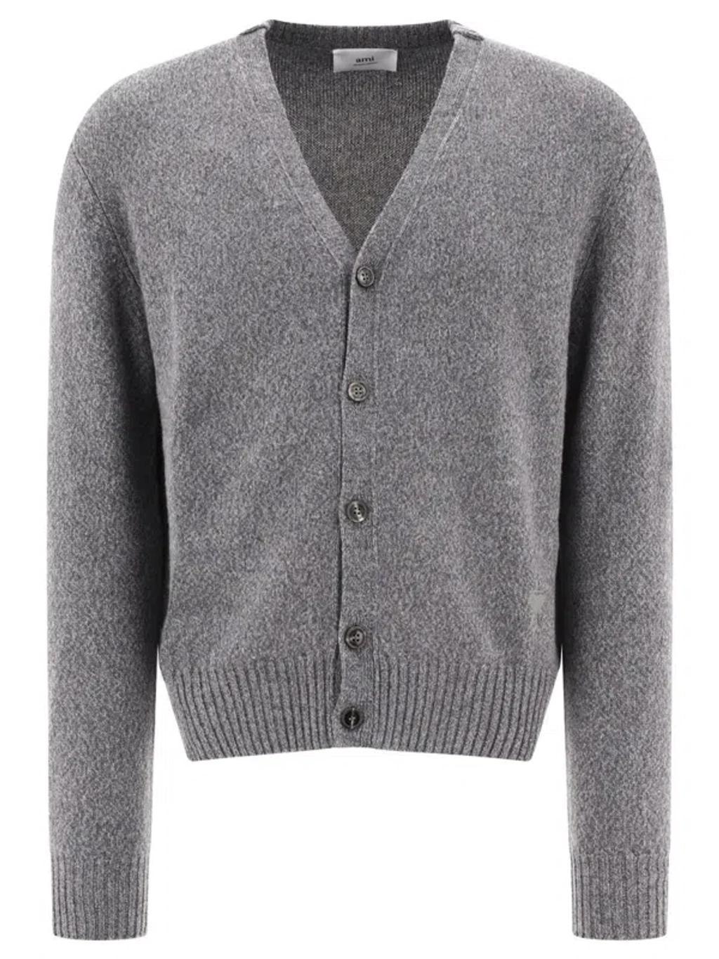 AMI ALEXANDRE MATTIUSSI Ami Paris Ami De Coeur Cashmere Cardigan In Grey product image