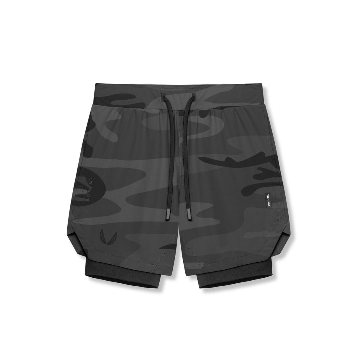 0866. Tetra-Lite™ 7" Liner Short - Black Camo "Wings"/Black Product Image