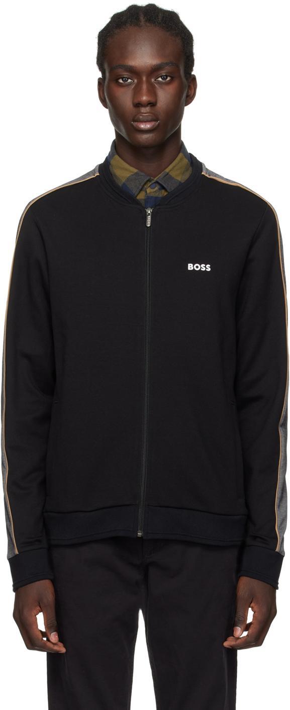 HUGO BOSS Black Embroidered Track Jacket Product Image