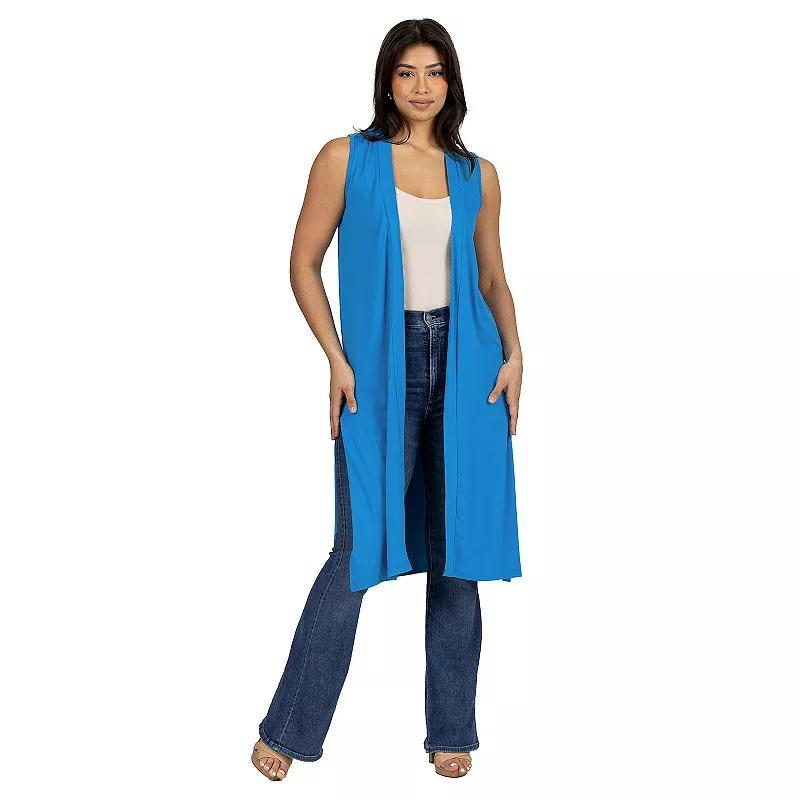 Womens 24Seven Comfort Apparel Sleeveless Long Cardigan Vest with Side Slit Product Image