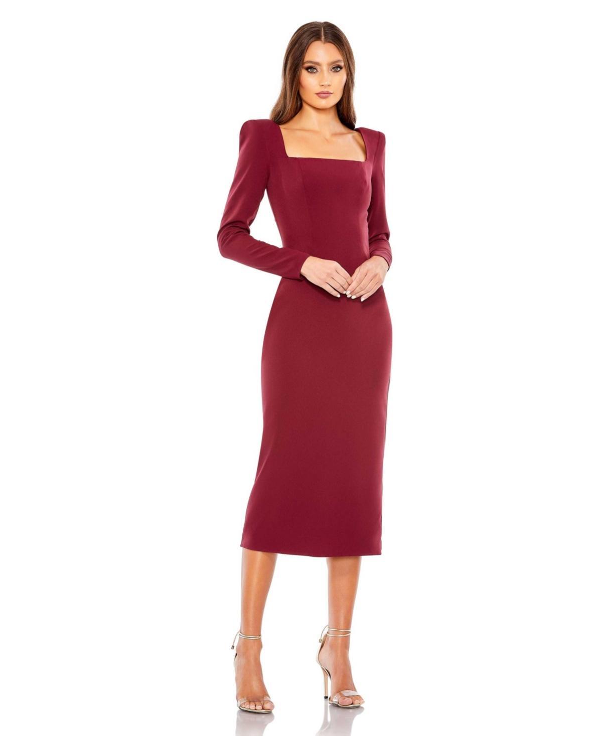 Mac Duggal Square Neck Long Sleeve Midi Dress Product Image