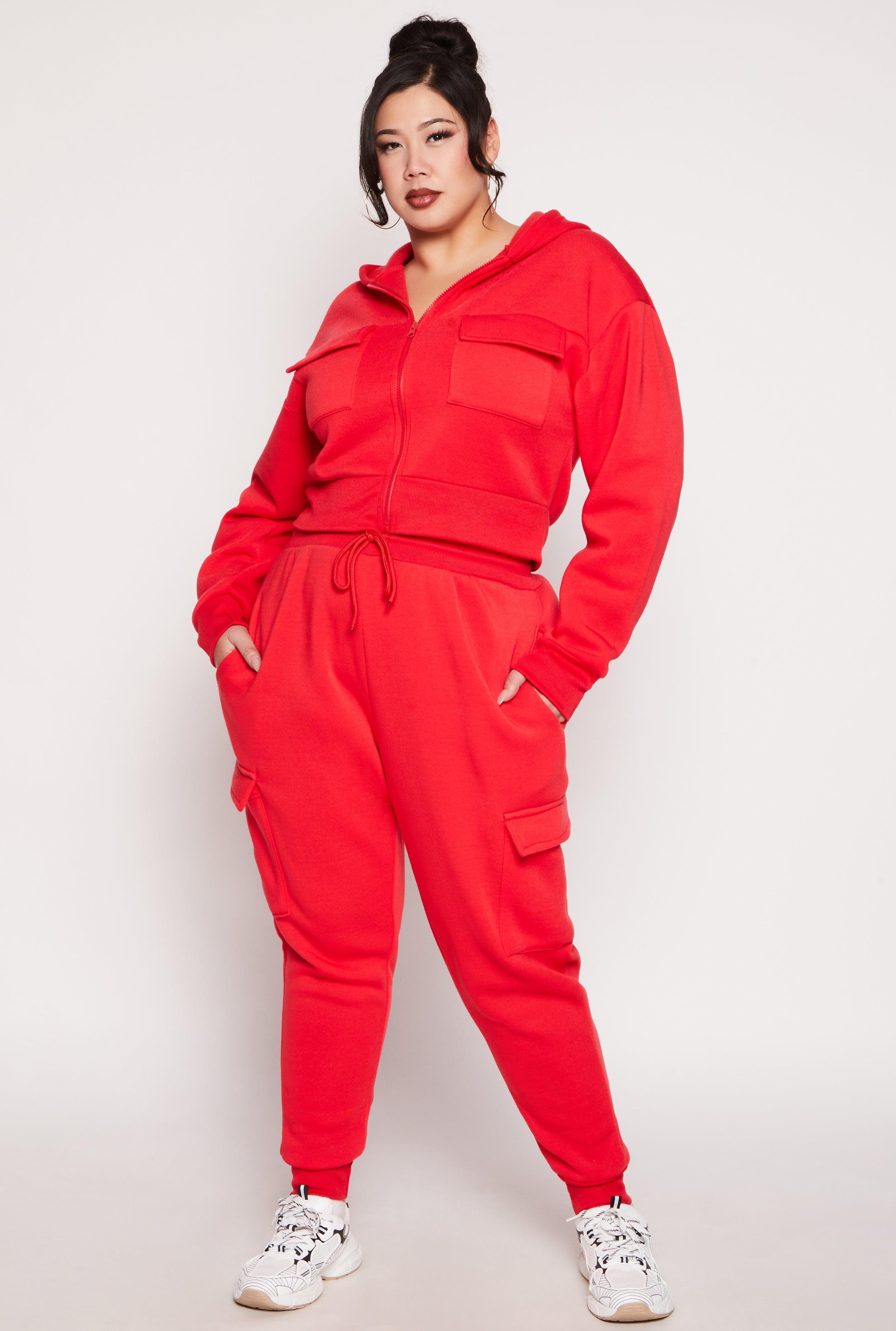 Womens Plus Size Fleece Lined Cargo Joggers Product Image