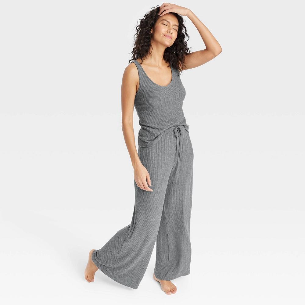 Women's Cozy Ribbed Wide Leg Pants - Auden™ Dark Gray XS Product Image