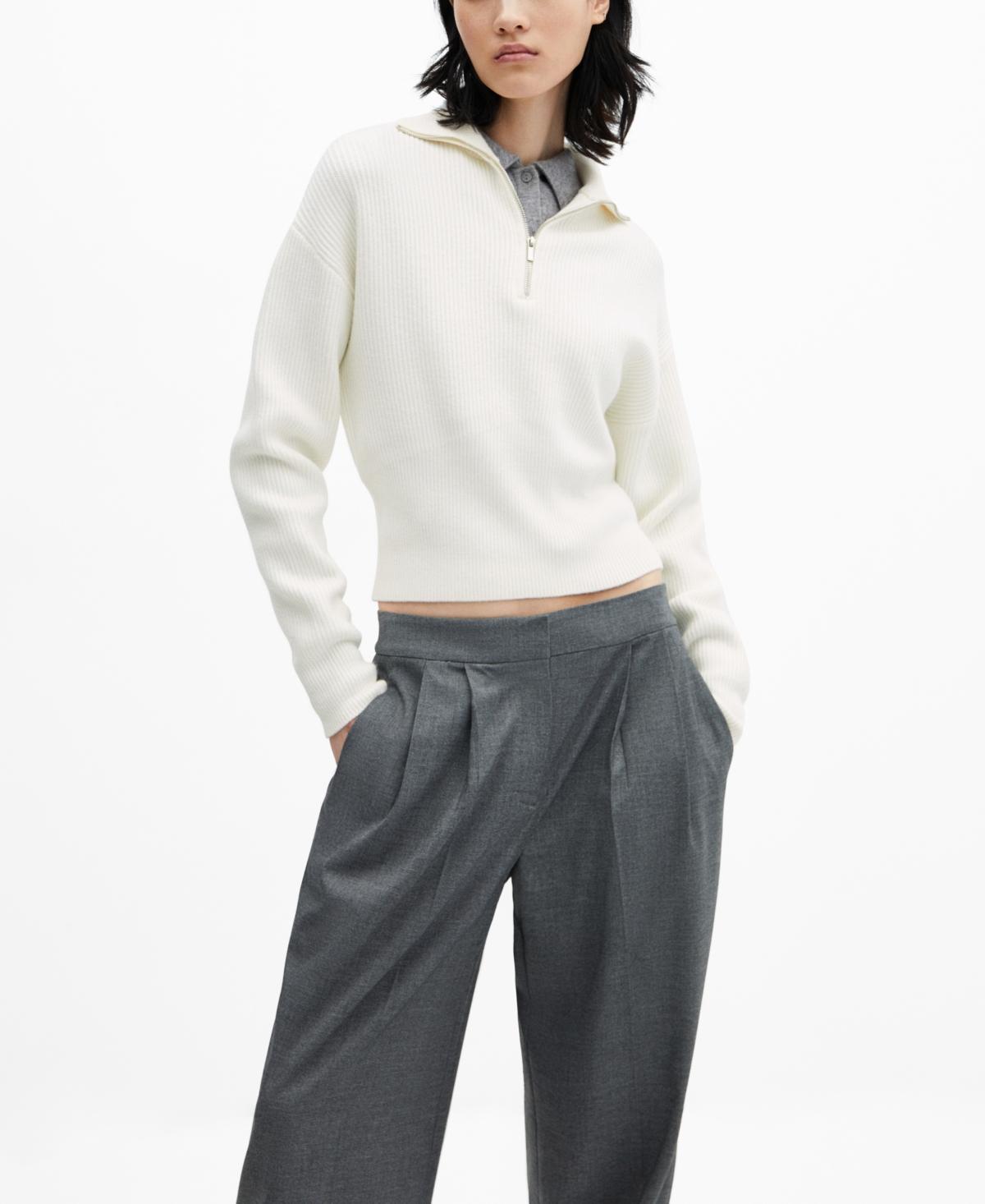 MANGO Half Zip Rib Sweater Product Image