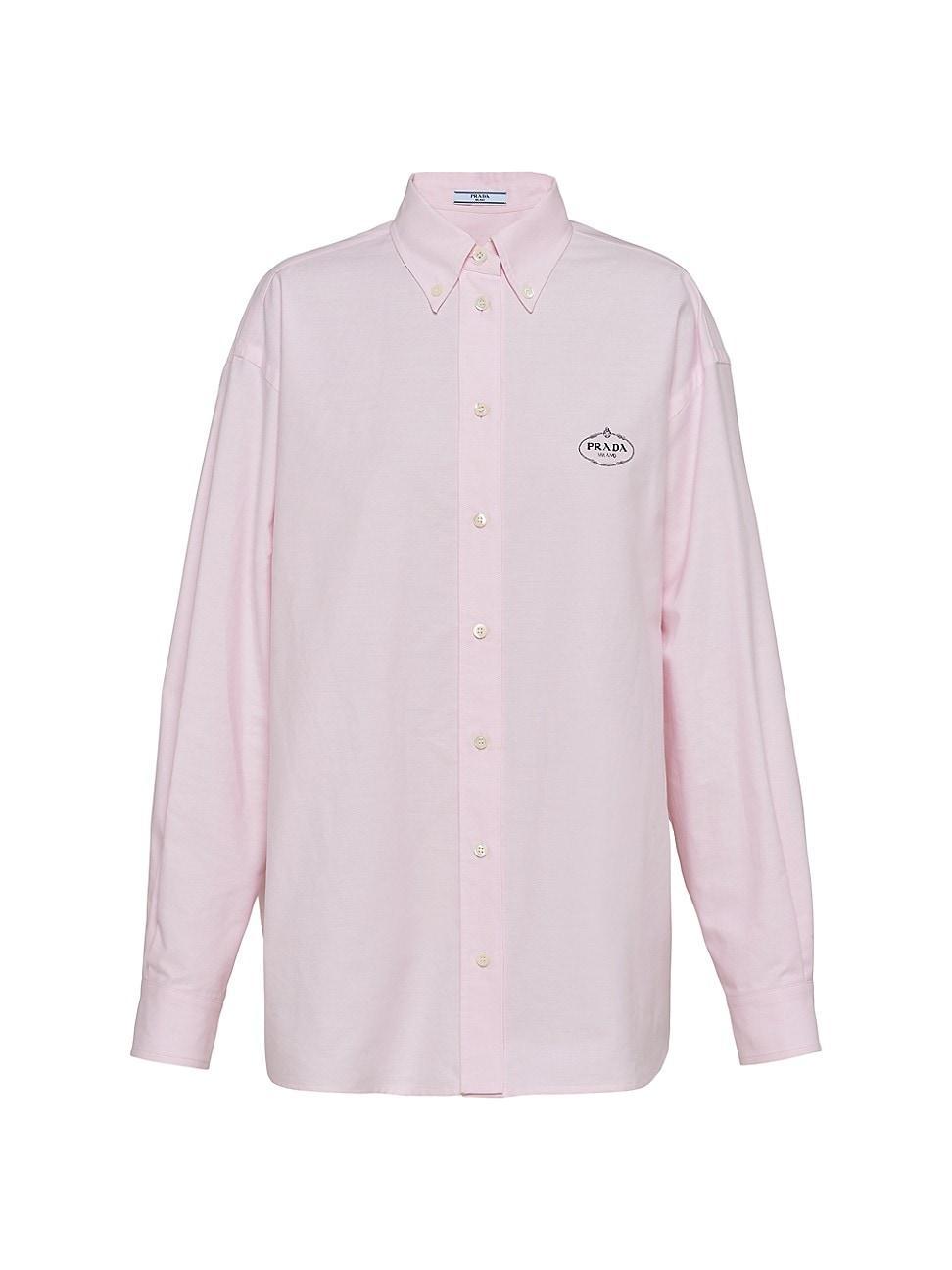 Womens Embroidered Oxford Cotton Shirt Product Image