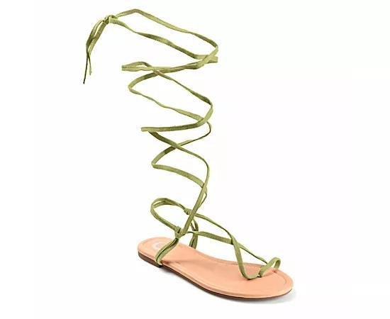 Journee Collection Mischa Womens Lace-Up Sandals Green Product Image