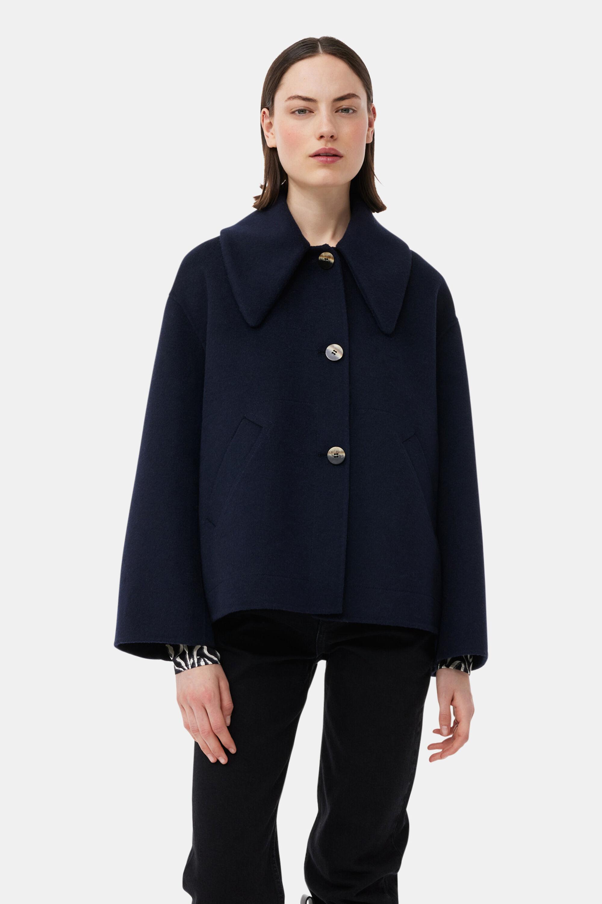 Blue Wool Wide Collar Jacket product image