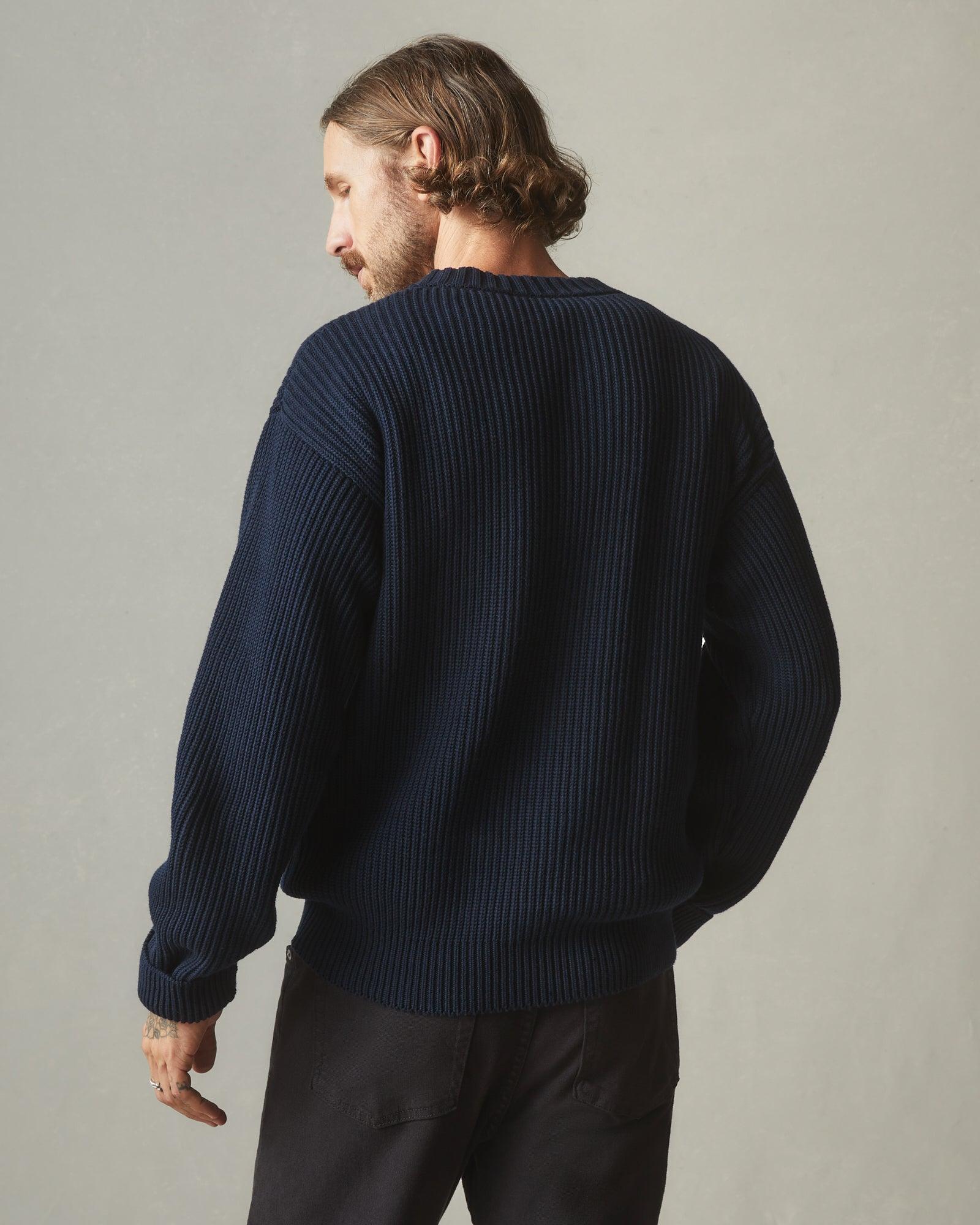 Chunky Cotton Sweater - Dark Navy Male Product Image