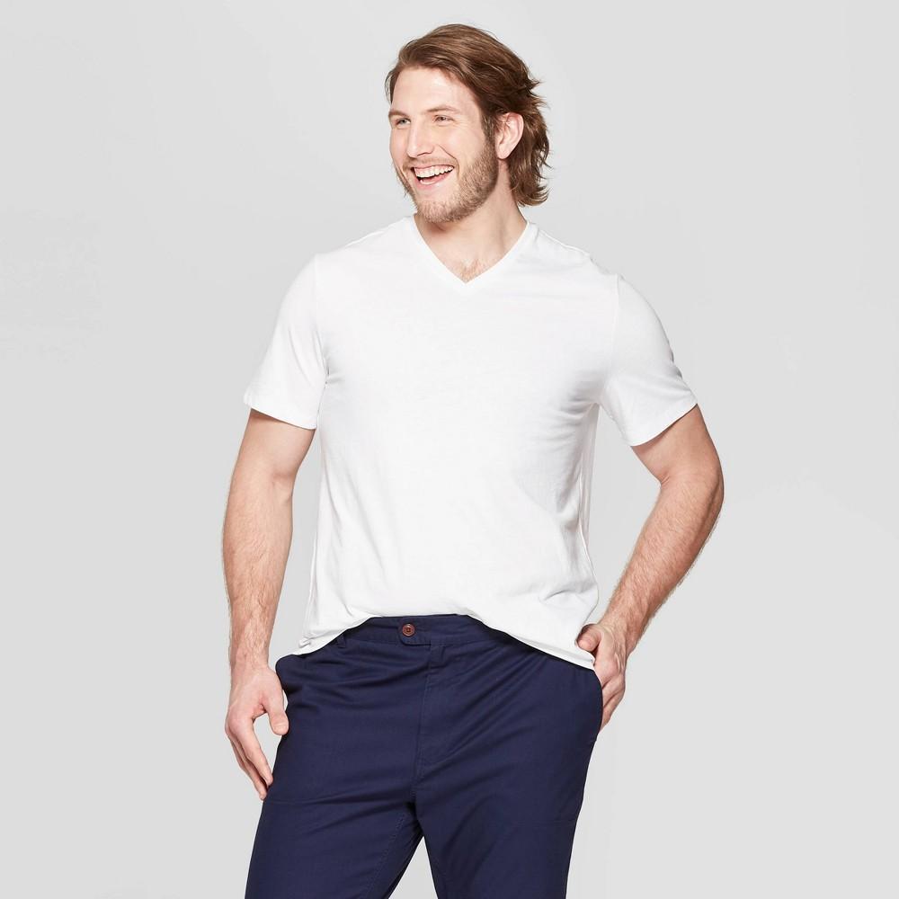 Mens Big & Tall Every Wear Short Sleeve V-Neck T-Shirt - Goodfellow & Co White MT Product Image