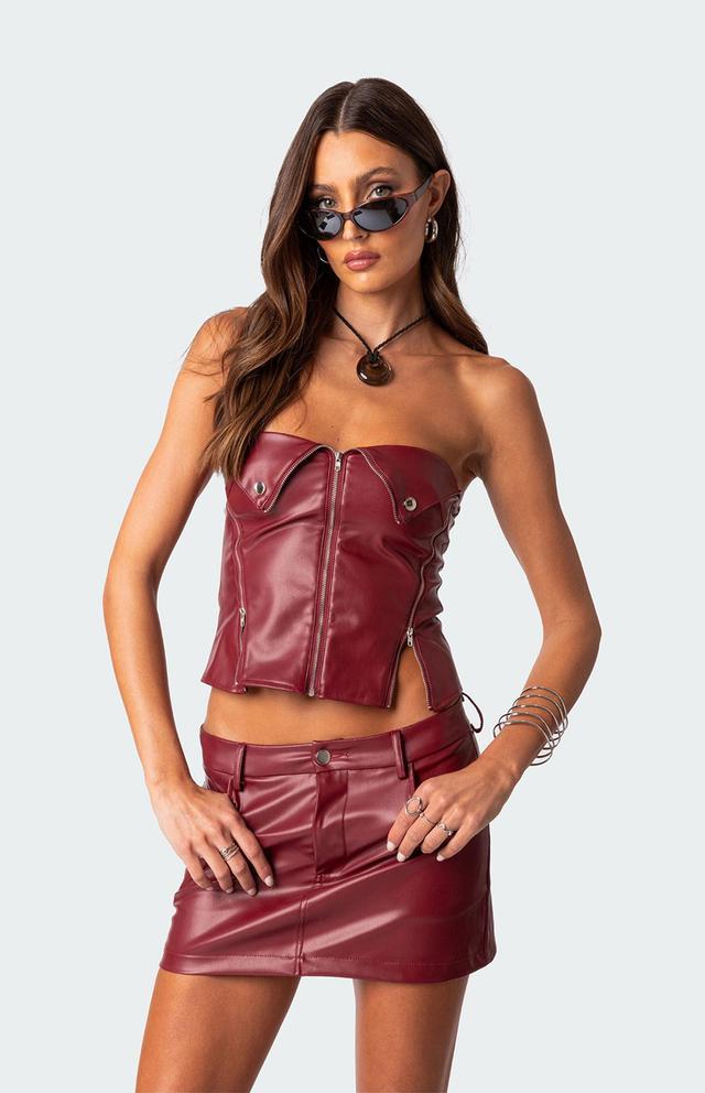 Edikted Womens Sam Faux Leather Zip Corset - Redmall Product Image