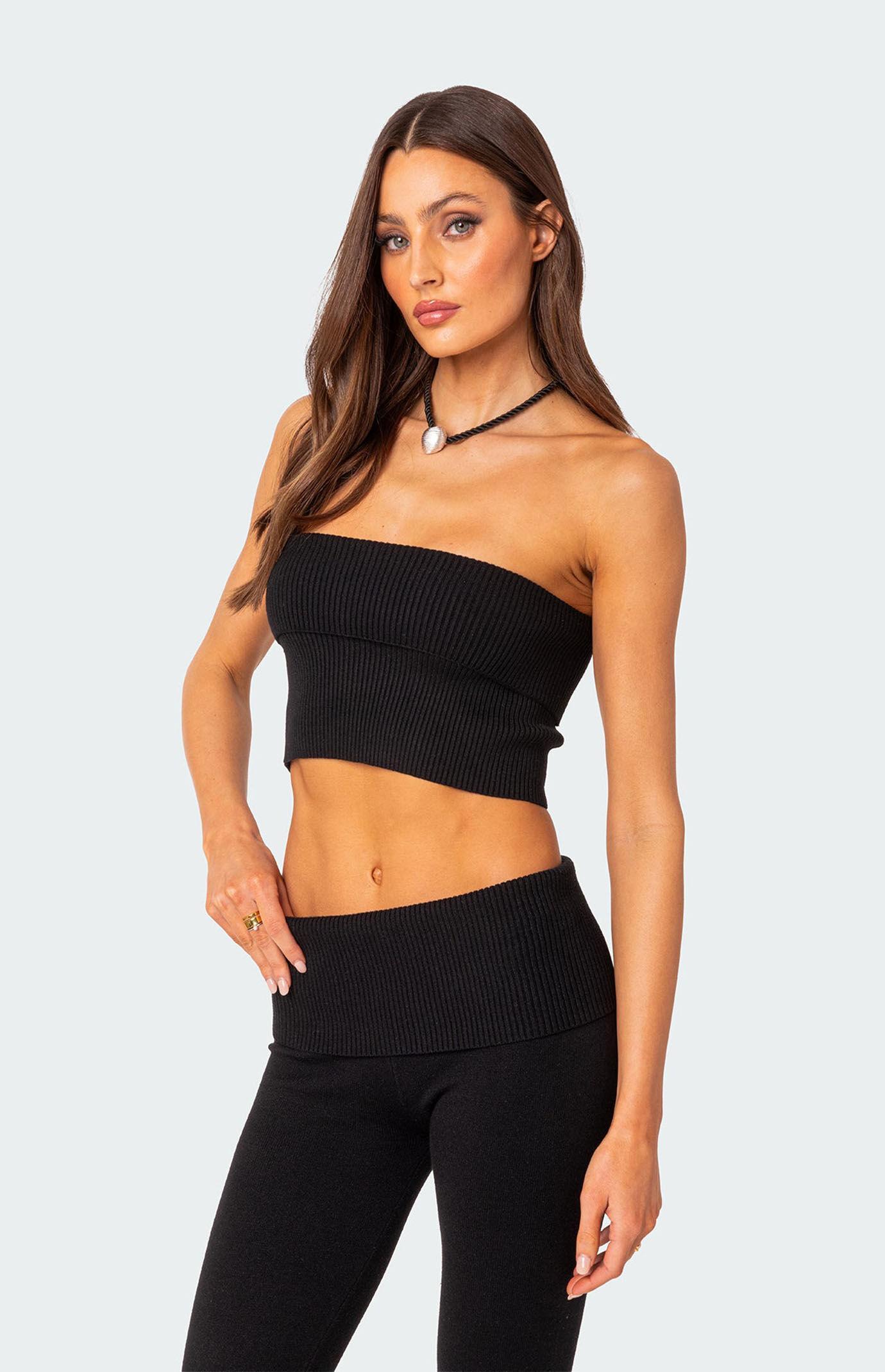 Edikted Women's Desiree Fold Over Knit Tube Top Product Image