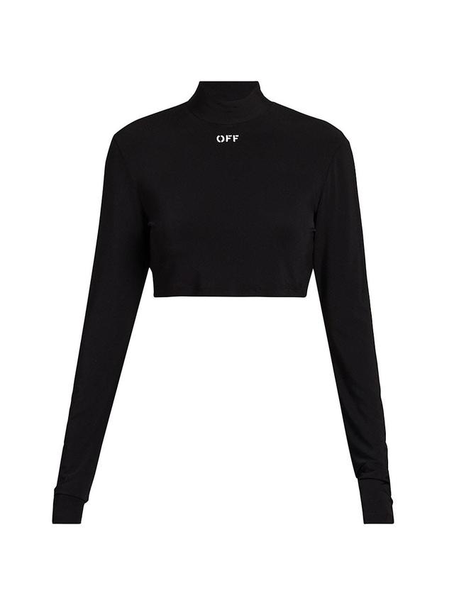 Womens Cropped Logo Turtleneck Top Product Image