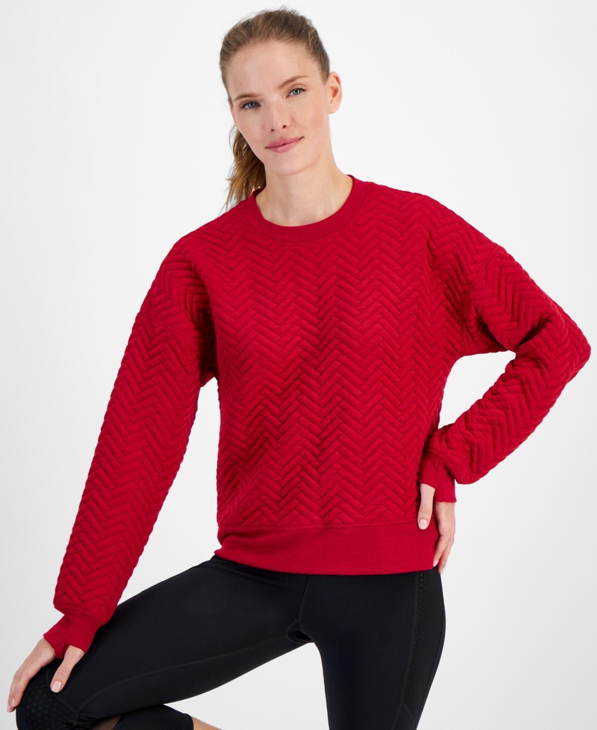 Id Ideology Womens Relaxed Quilted Crewneck Pullover, Created for Macys Product Image