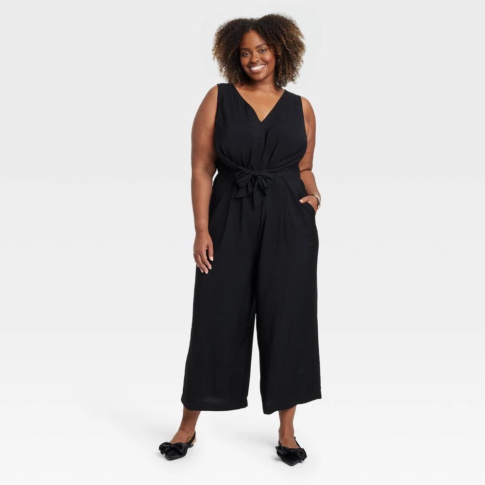 Womens Straight Leg Maxi Jumpsuit - Ava & Viv Black 3X Product Image