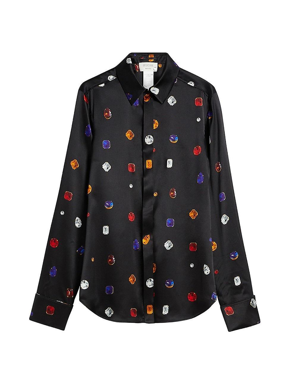 Womens Silk Jewel Buttoned Blouse product image