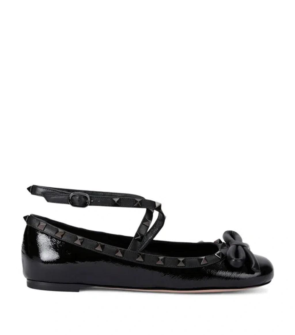 Leather Rockstud Ballet Flats In Black product image