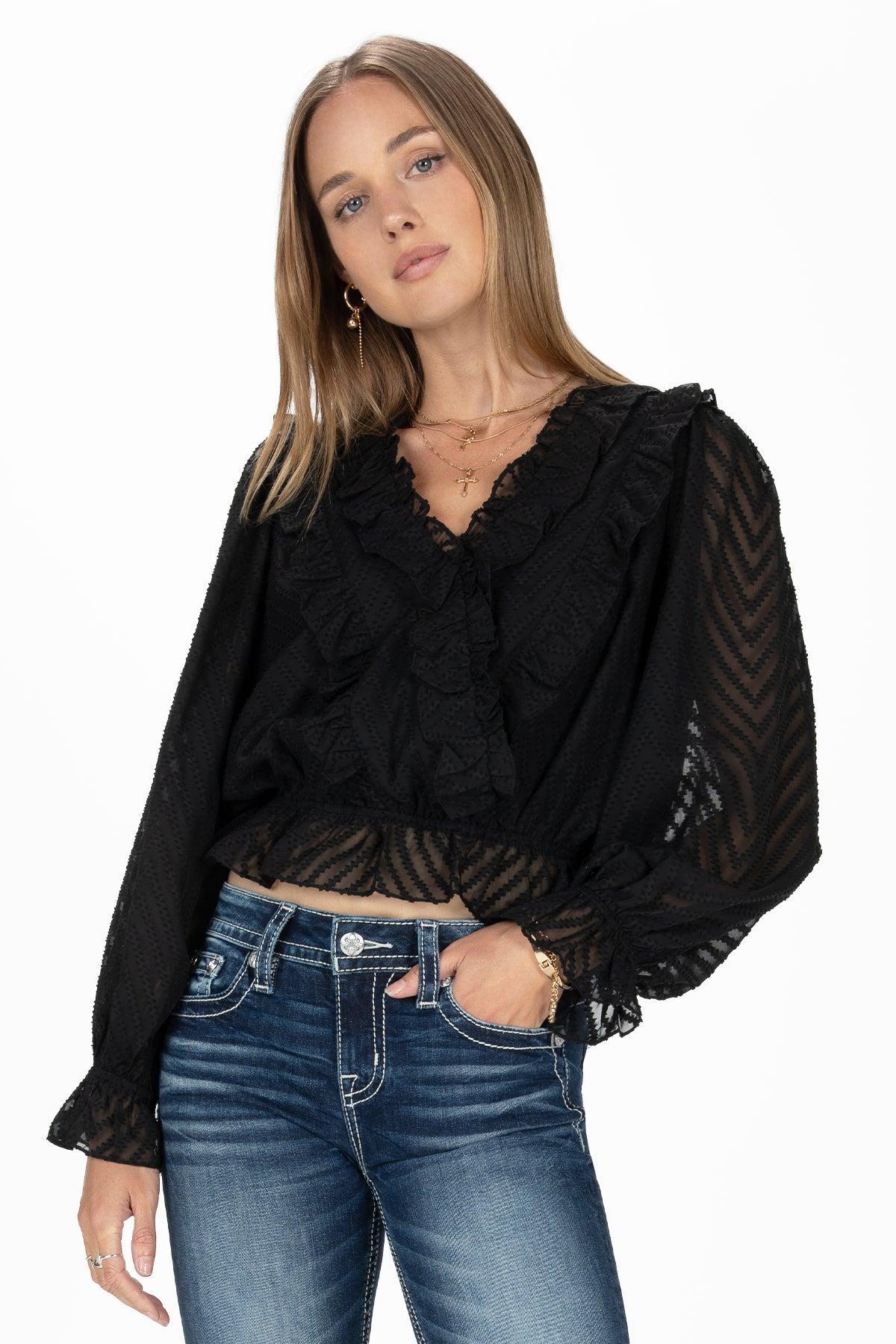 Ruffle Cropped Blouse Product Image