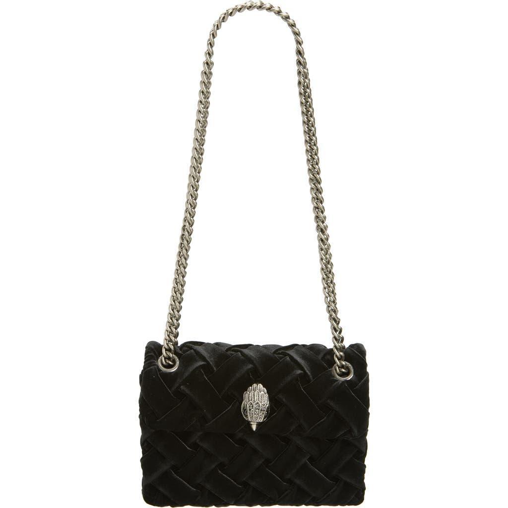 London Mini Kensington Velvet Shoulder Bag In Black Product Image