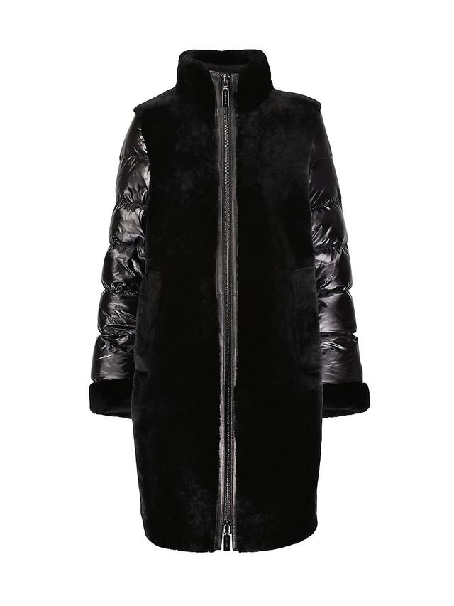 Womens Monique Shearling Puffer-Sleeve Coat Product Image