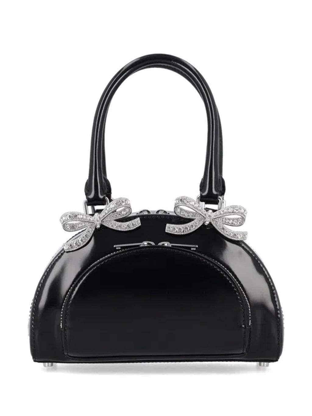 Black Leather Curved Mini Tote Bag Bags Product Image