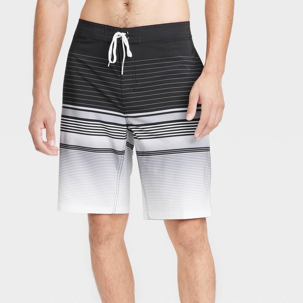 Mens 10 Graves Striped Board Shorts - Goodfellow & Co Charcoal 42 Product Image