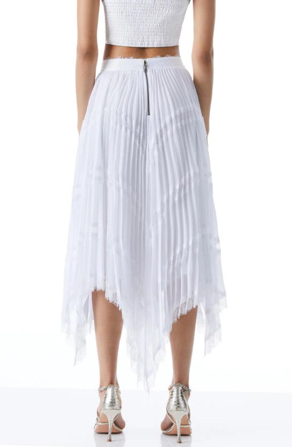 Katz Asymmetrical Pleated Midi Skirt In White Product Image