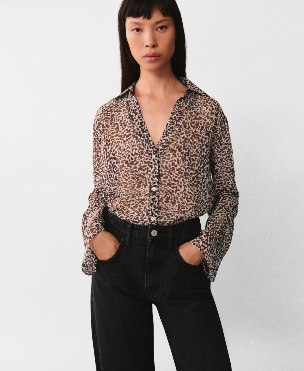 Mango Womens Fluid Leopard-Print Shirt product image