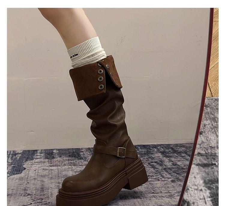 Faux Leather Platform Tall Boots product image